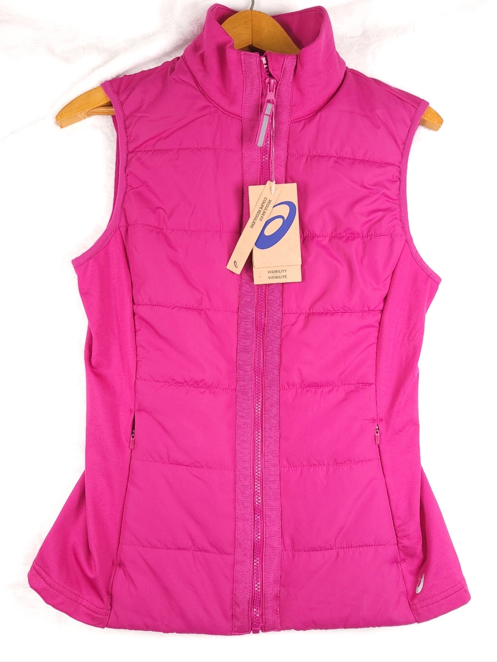 Asics Knit Quilted Panel Vest M Pink NWT